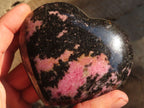 Polished  Pink & Black Rhodonite Hearts x 3 From Madagascar - Toprock Gemstones and Minerals 