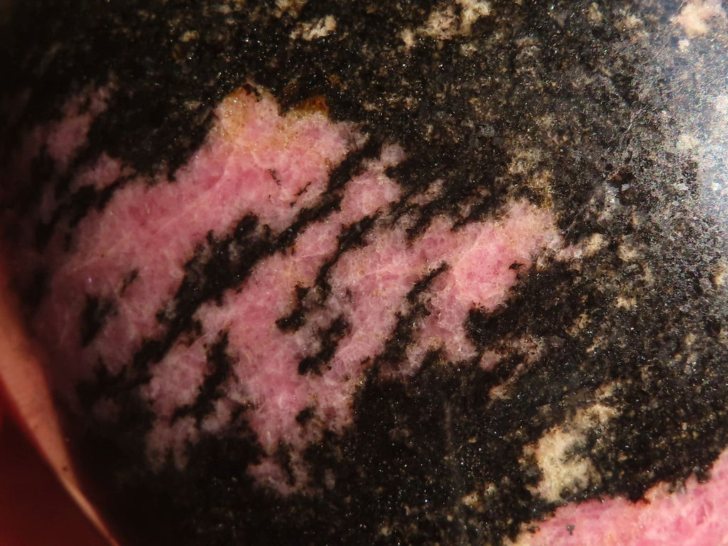 Polished  Pink & Black Rhodonite Hearts x 3 From Madagascar - Toprock Gemstones and Minerals 