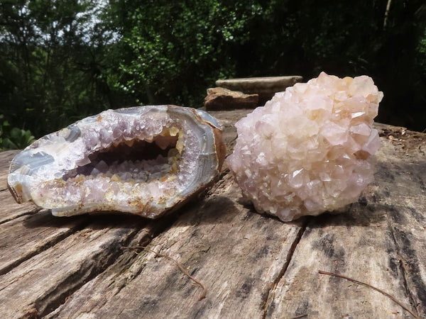 Natural Amethyst Agate Geode Specimens  x 2 From Madagascar - TopRock
