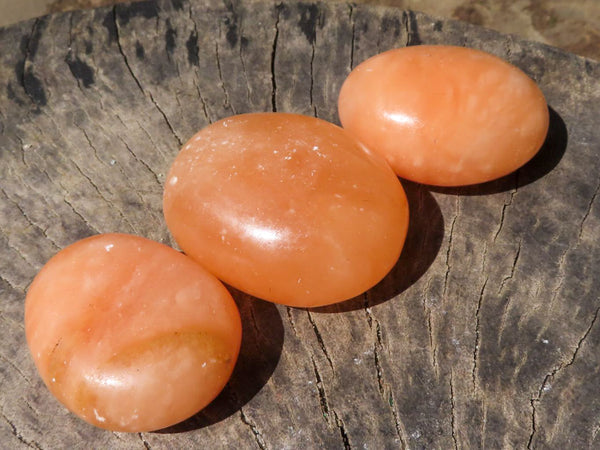 Polished Vibrant Orange Twist Calcite Palm Stones  x 12 From Madagascar - TopRock