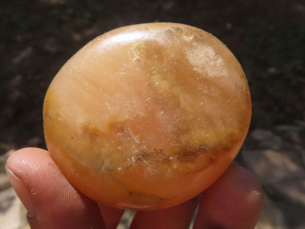 Polished Vibrant Orange Twist Calcite Palm Stones  x 12 From Madagascar - TopRock