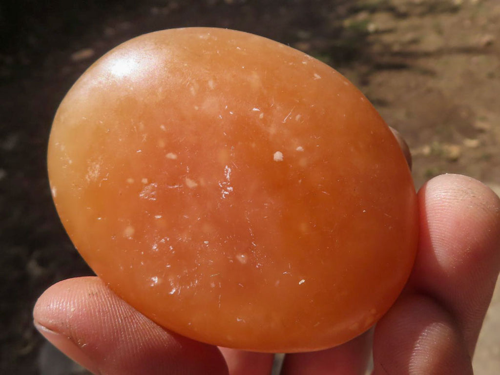 Polished Vibrant Orange Twist Calcite Palm Stones  x 12 From Madagascar - TopRock