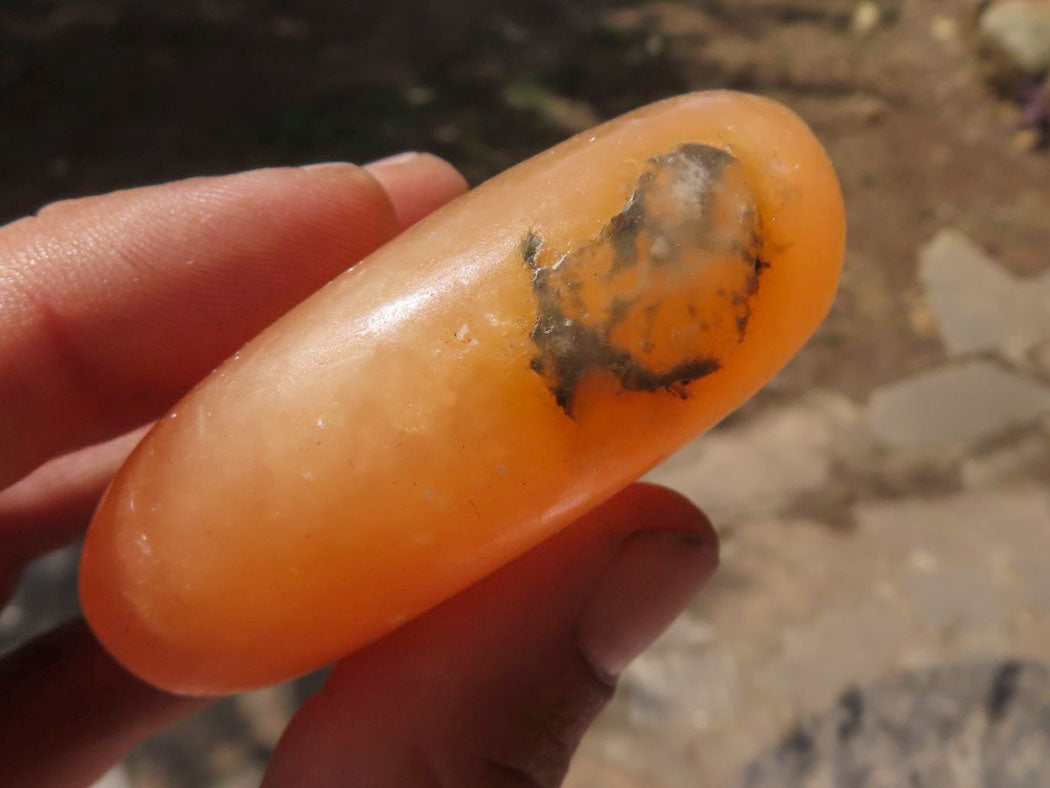 Polished Vibrant Orange Twist Calcite Palm Stones  x 12 From Madagascar - TopRock