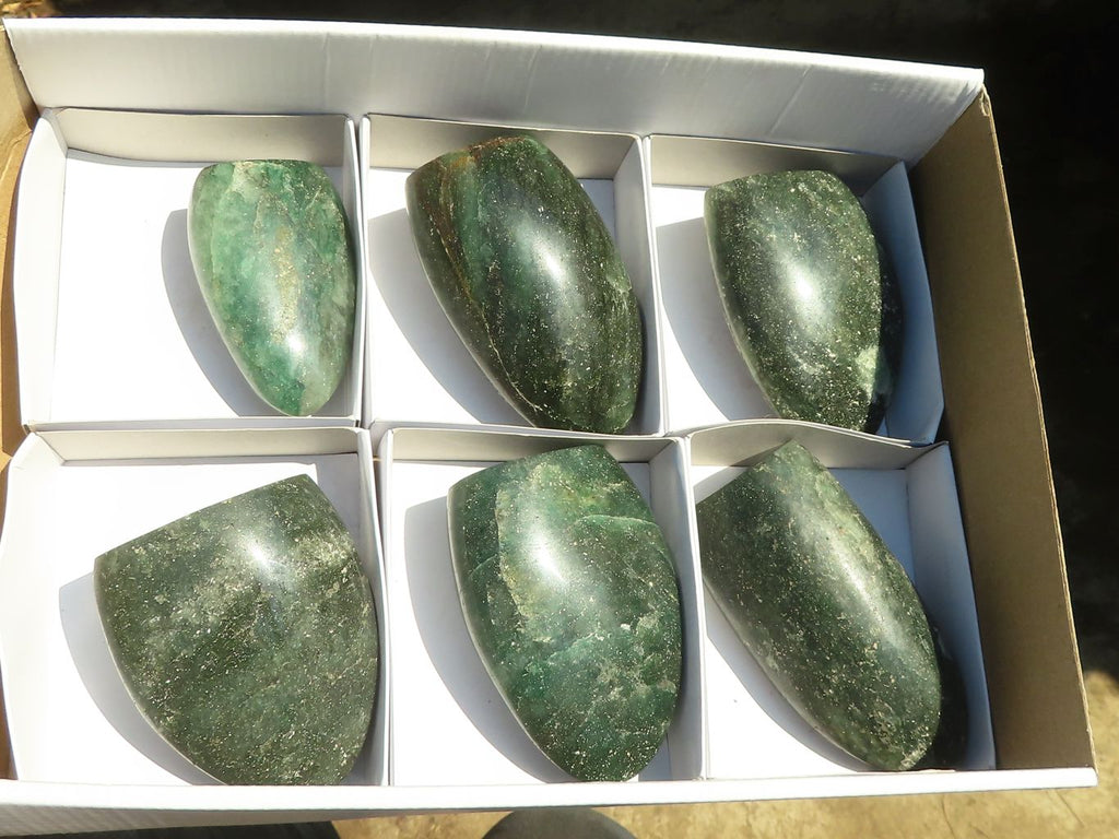 Polished Emerald Fuchsite Quartz Standing Free Forms  x 6 From Madagascar - Toprock Gemstones and Minerals 