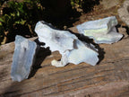 Natural Etched Blue Chalcedony Specimens x 3 From Nsanje, Malawi - Toprock Gemstones and Minerals 