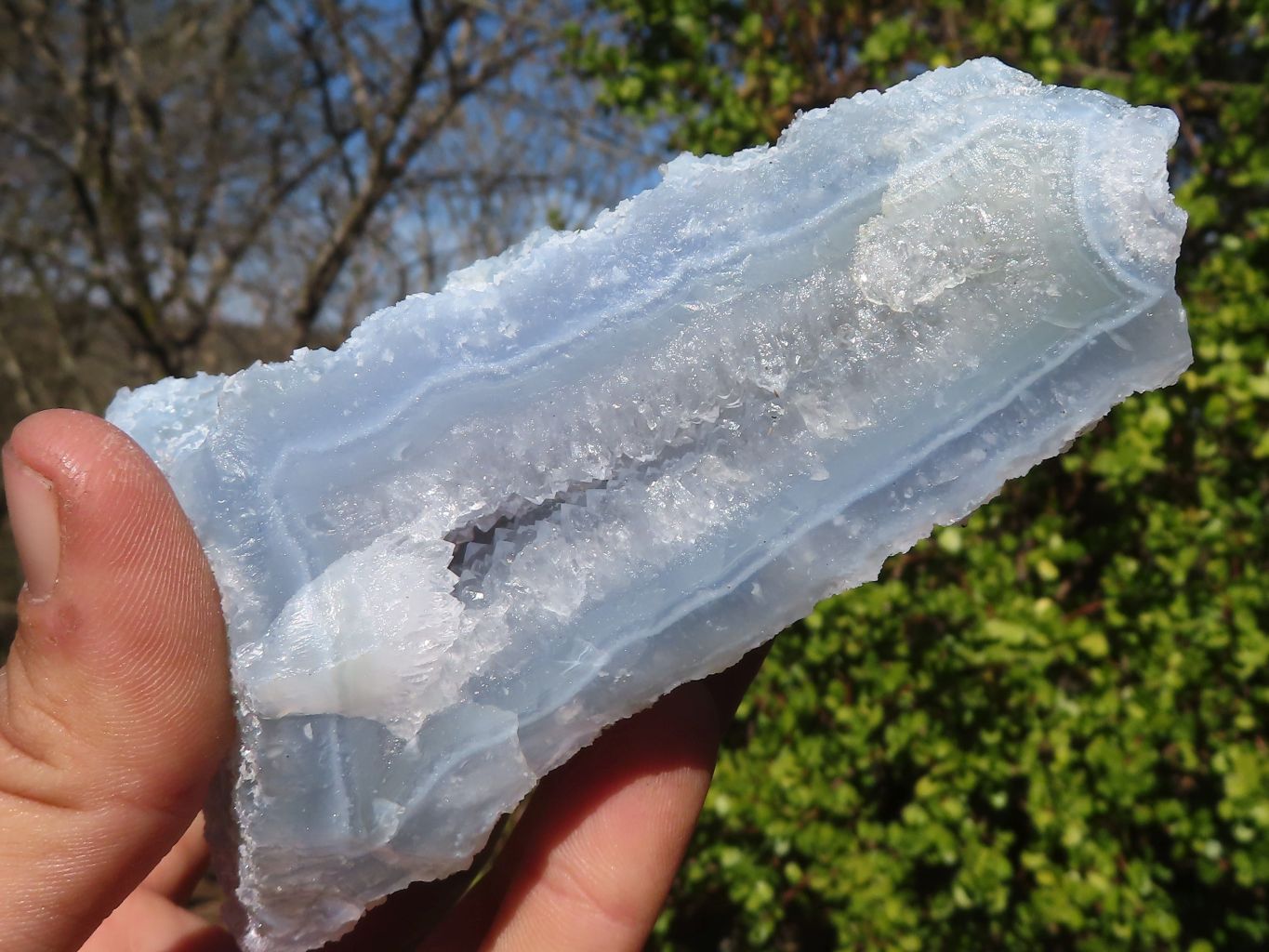 Natural Etched Blue Chalcedony Specimens x 3 From Nsanje, Malawi - Toprock Gemstones and Minerals 