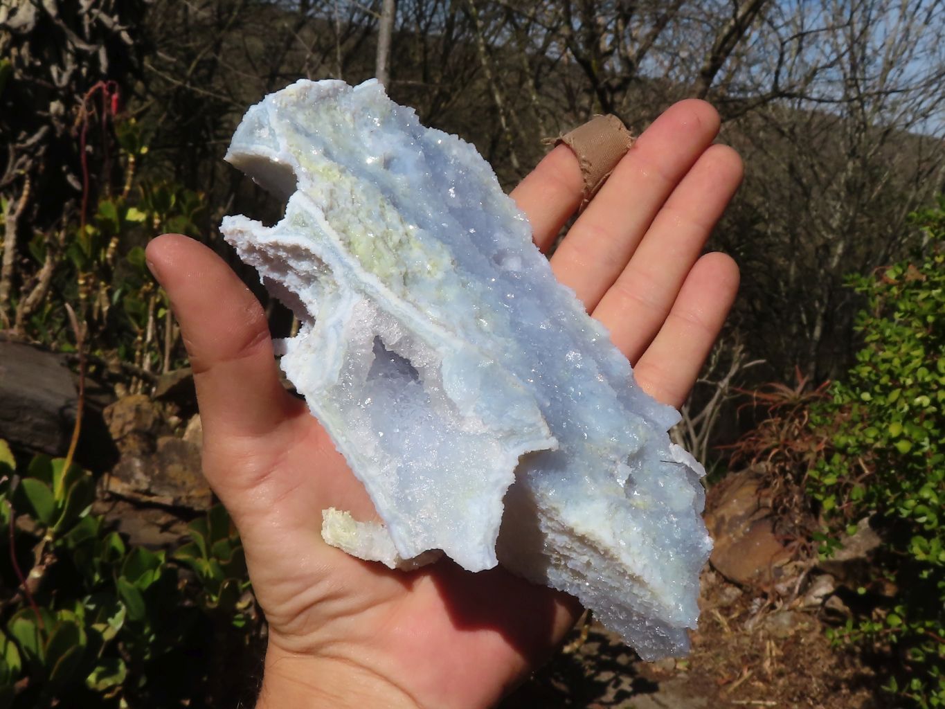 Natural Etched Blue Chalcedony Specimens x 3 From Nsanje, Malawi - Toprock Gemstones and Minerals 