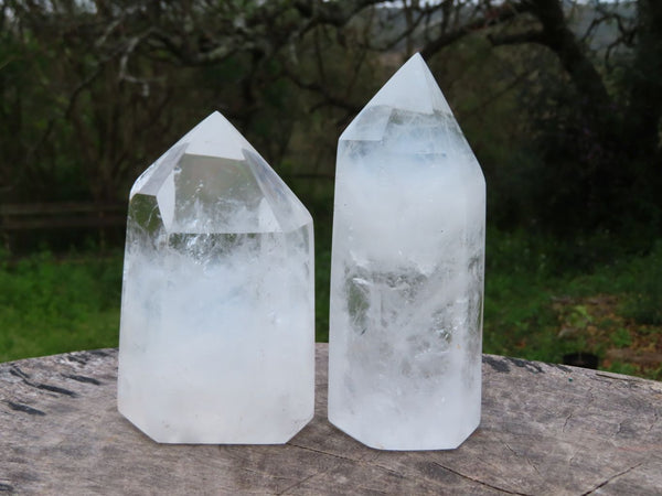 Polished Semi Optic Quartz Crystal Points x 2 From Madagascar - TopRock