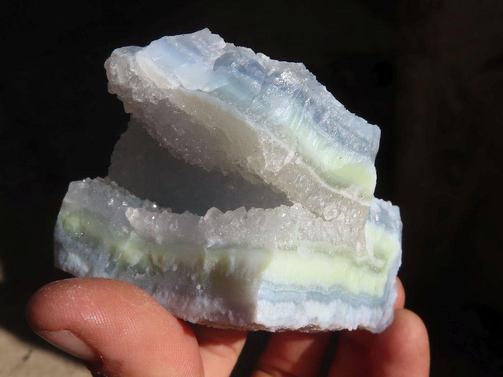 Natural Etched Blue Chalcedony Specimens x 3 From Nsanje, Malawi - Toprock Gemstones and Minerals 