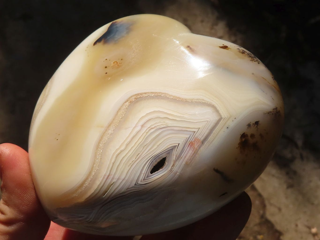 Polished Extra Large Banded Agate Hearts x 2 From Madagascar - Toprock Gemstones and Minerals 