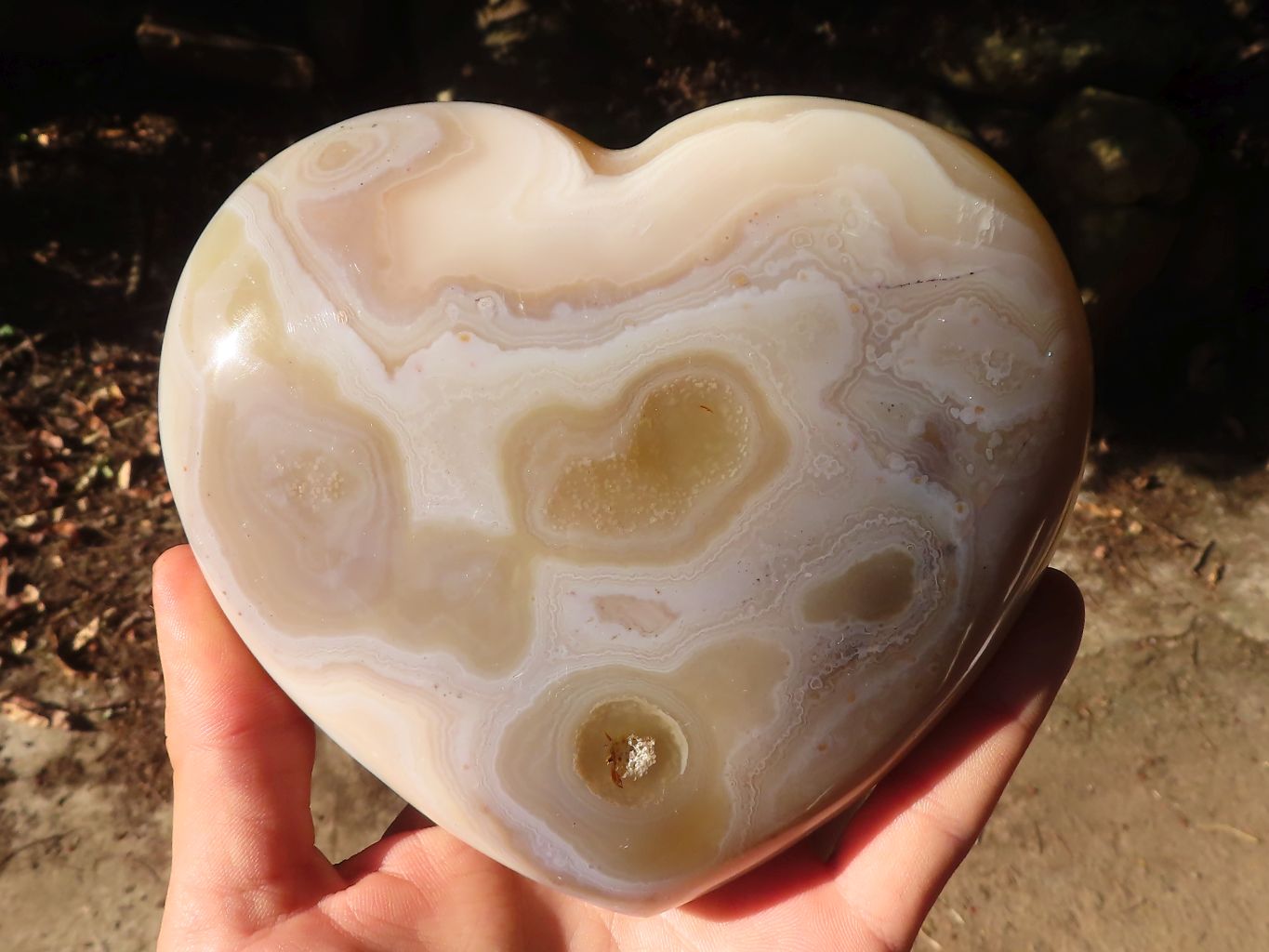 Polished Extra Large Banded Agate Hearts x 2 From Madagascar - Toprock Gemstones and Minerals 