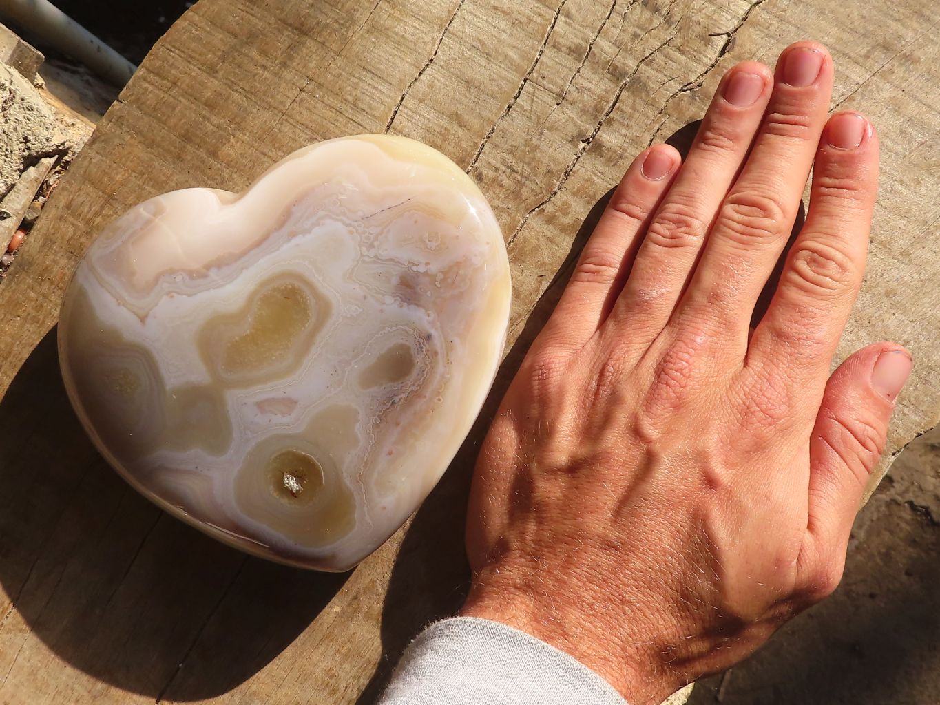 Polished Extra Large Banded Agate Hearts x 2 From Madagascar - Toprock Gemstones and Minerals 