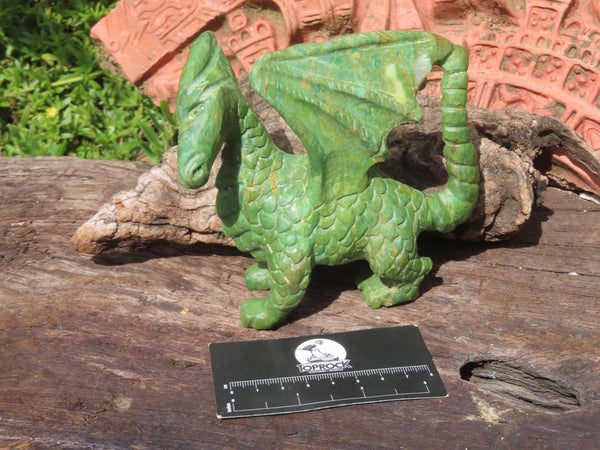 Polished Hand Carved Verdite Welsh Dragon  x 1 From Mazoe, Zimbabwe - TopRock