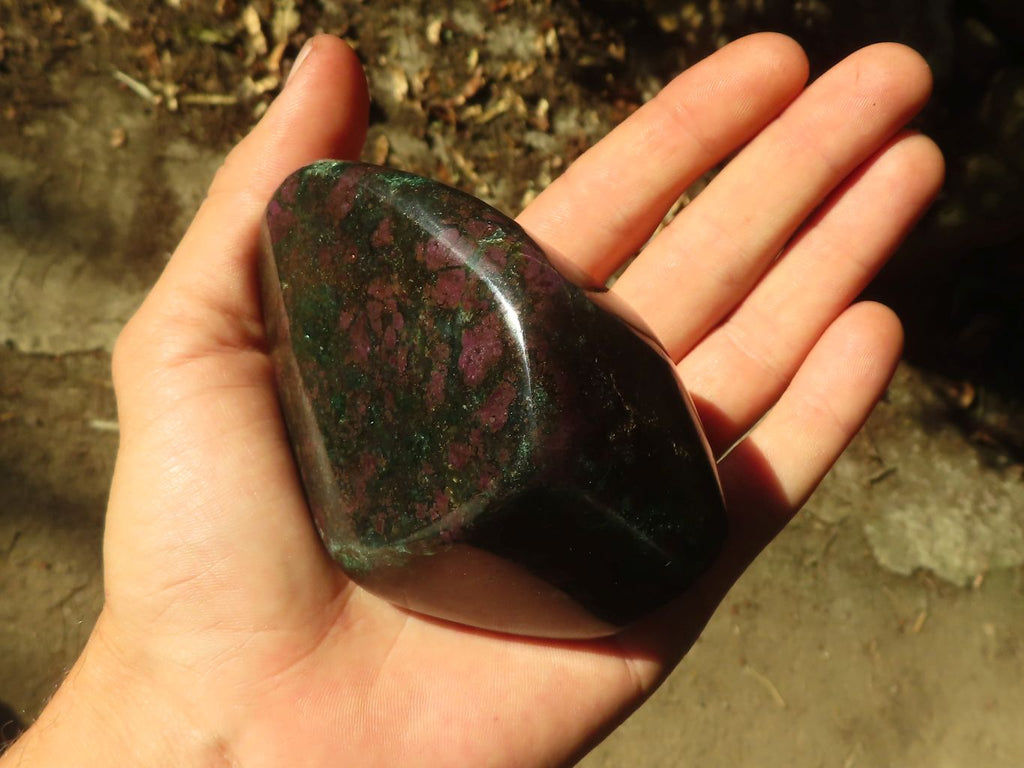 Polished  Fluorescent Ruby Corundum In Chrome Verdite Free Forms x 3 From Zimbabwe - Toprock Gemstones and Minerals 
