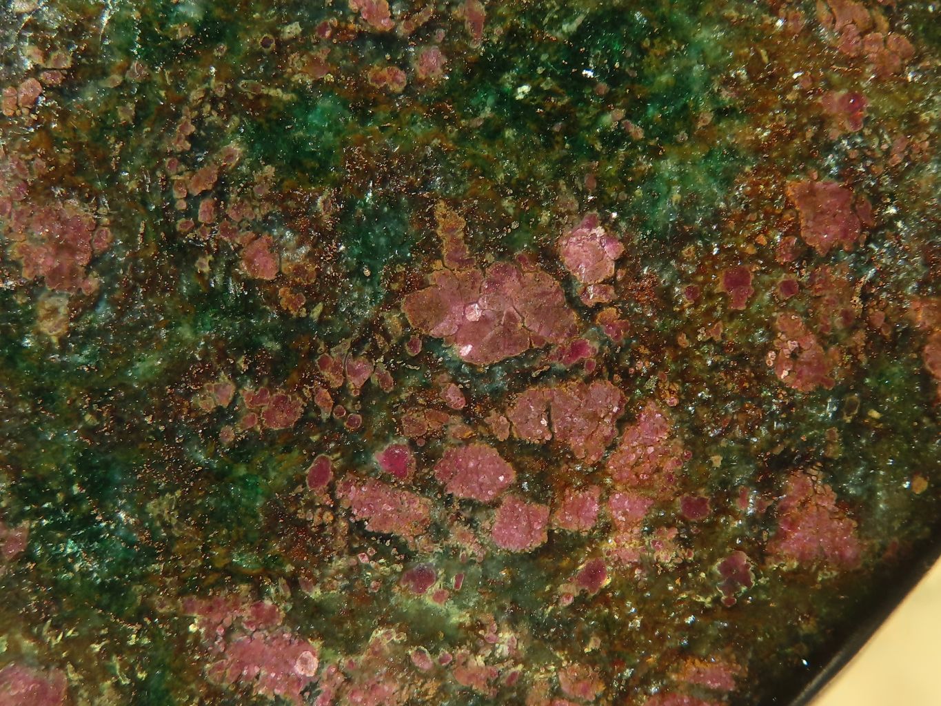 Polished  Fluorescent Ruby Corundum In Chrome Verdite Free Forms x 3 From Zimbabwe - Toprock Gemstones and Minerals 
