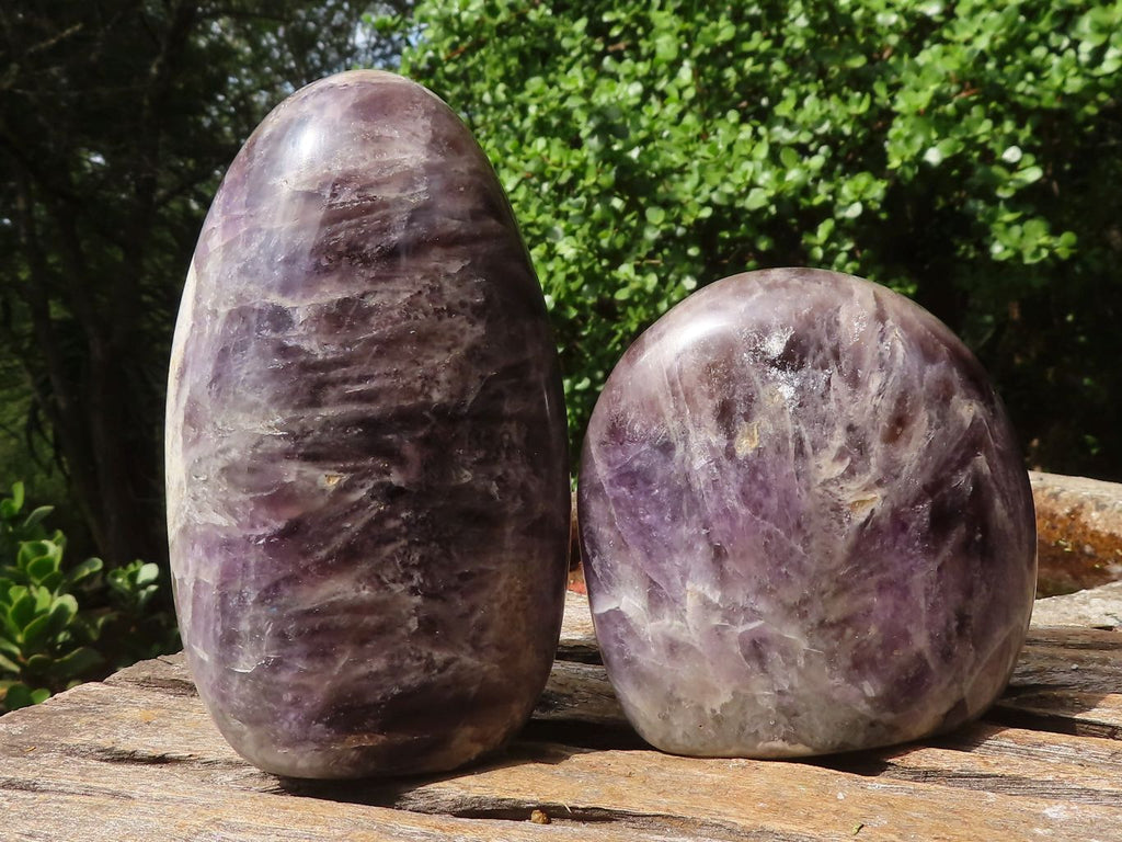Polished Smokey Dream Amethyst Standing Free Forms  x 2 From Madagascar - Toprock Gemstones and Minerals 