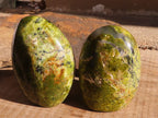 Polished  Green Opal Standing Free Forms  x 2 From Madagascar - Toprock Gemstones and Minerals 