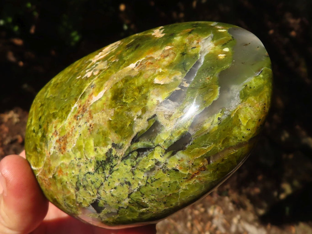 Polished  Green Opal Standing Free Forms  x 2 From Madagascar - Toprock Gemstones and Minerals 