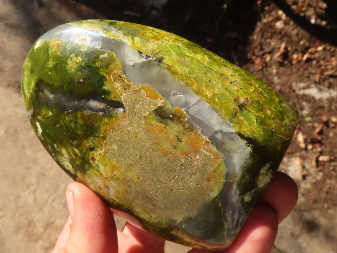 Polished  Green Opal Standing Free Forms  x 2 From Madagascar - Toprock Gemstones and Minerals 