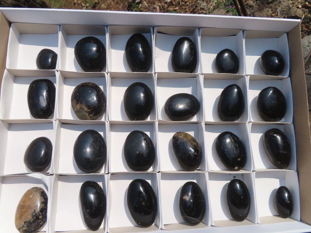 Polished Black Schorl Tourmaline Gallets  x 24 From Madagascar - TopRock