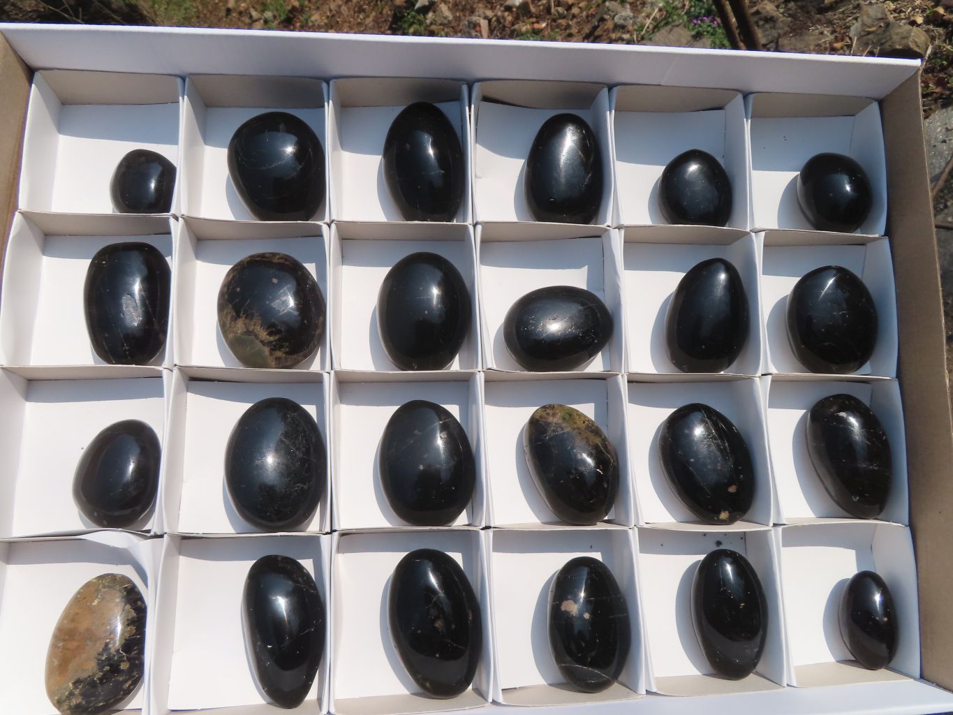 Polished Black Schorl Tourmaline Gallets  x 24 From Madagascar - TopRock