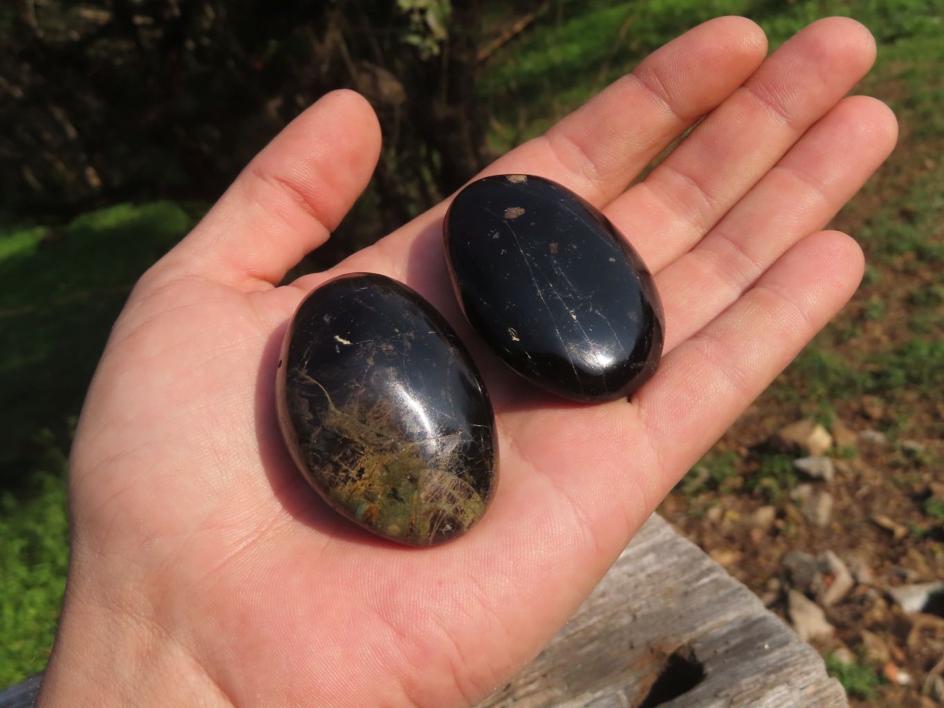 Polished Black Schorl Tourmaline Gallets  x 24 From Madagascar - TopRock
