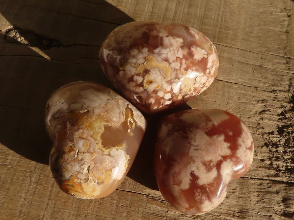 Natural Large Ocean Flower Agate Hearts  x 6 From Madagascar - Toprock Gemstones and Minerals 