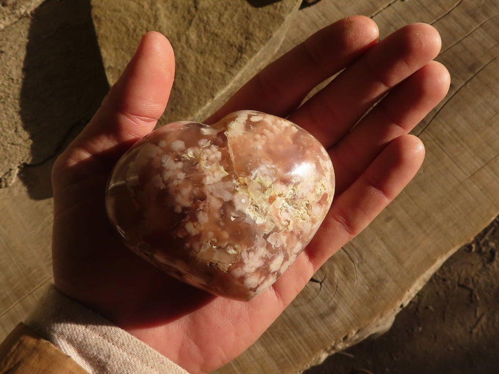 Natural Large Ocean Flower Agate Hearts  x 6 From Madagascar - Toprock Gemstones and Minerals 