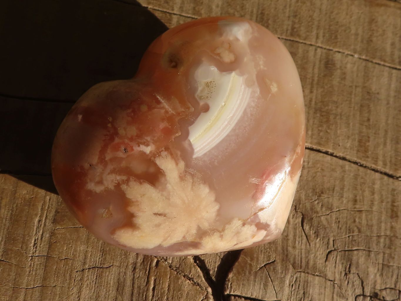 Natural Large Ocean Flower Agate Hearts  x 6 From Madagascar - Toprock Gemstones and Minerals 