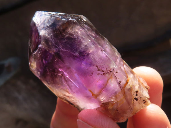 Natural Window Amethyst Quartz Crystals (Two Enhydro) x 12 From KZN, South Africa