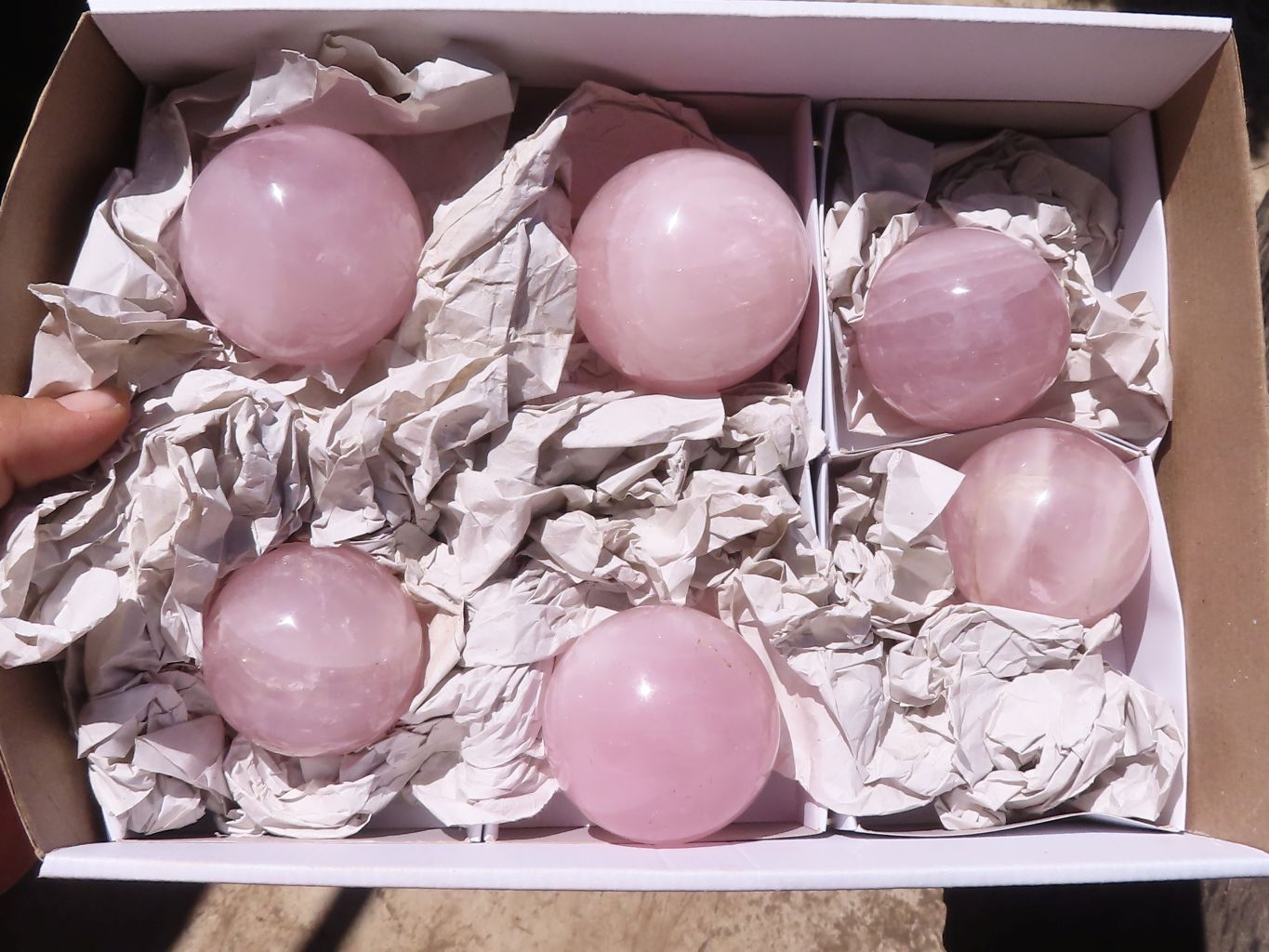 Polished Pink Rose Quartz Spheres  x 6 From Madagascar - TopRock