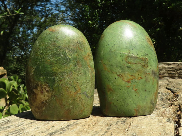 Polished Green Chrysoprase Standing Free Forms  x 2 From Madagascar - TopRock
