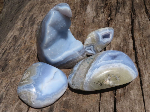Polished Blue Lace Agate Standing Free Forms  x 4 From Malawi - TopRock