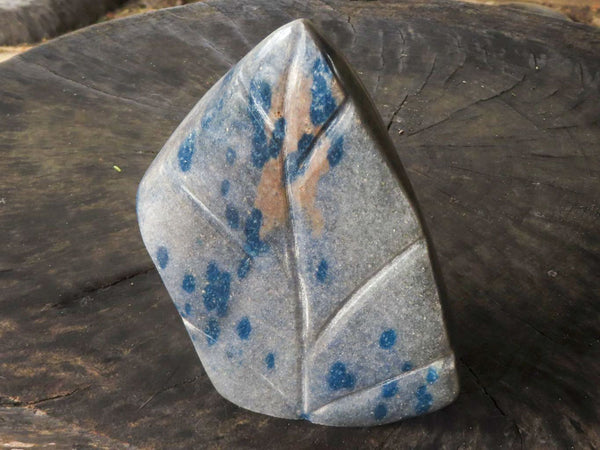Polished Blue Spotted Spinel Quartz Standing Leaf Sculpture x 1 From Madagascar - TopRock
