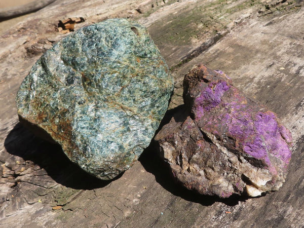 Natural Rough Blue Apatite & Purpurite Specimens  x 2 From Southern Africa - TopRock