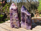Polished  Dream Chevron Amethyst Points x 2 From Madagascar - Toprock Gemstones and Minerals 