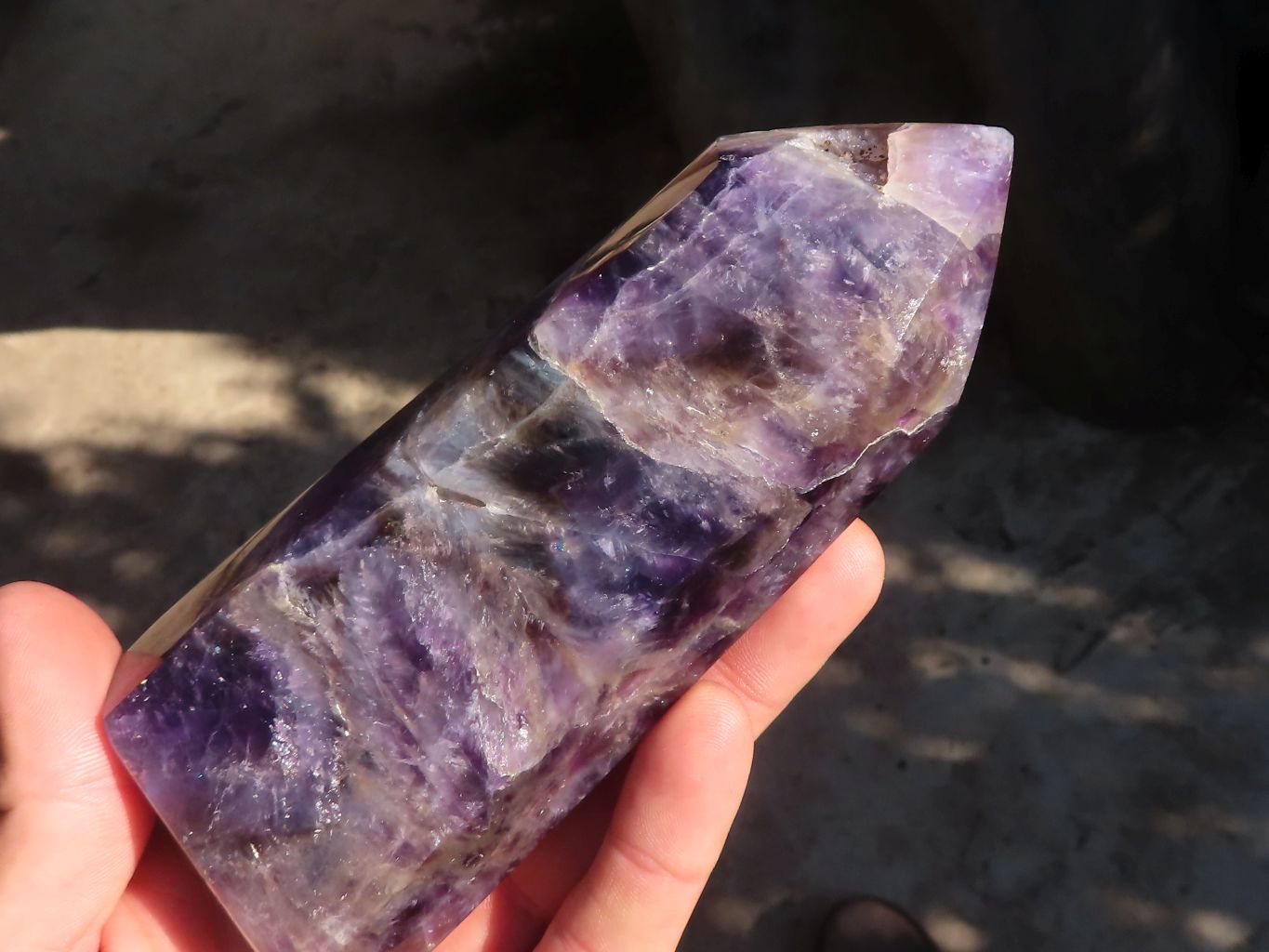 Polished  Dream Chevron Amethyst Points x 2 From Madagascar - Toprock Gemstones and Minerals 