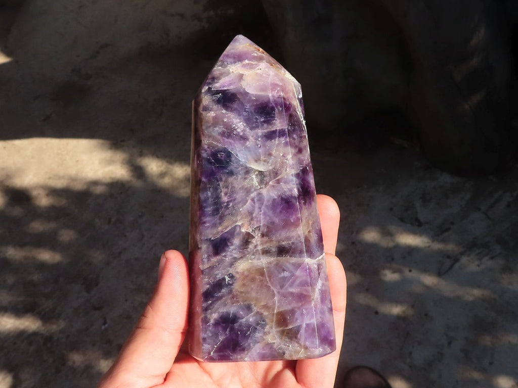 Polished  Dream Chevron Amethyst Points x 2 From Madagascar - Toprock Gemstones and Minerals 