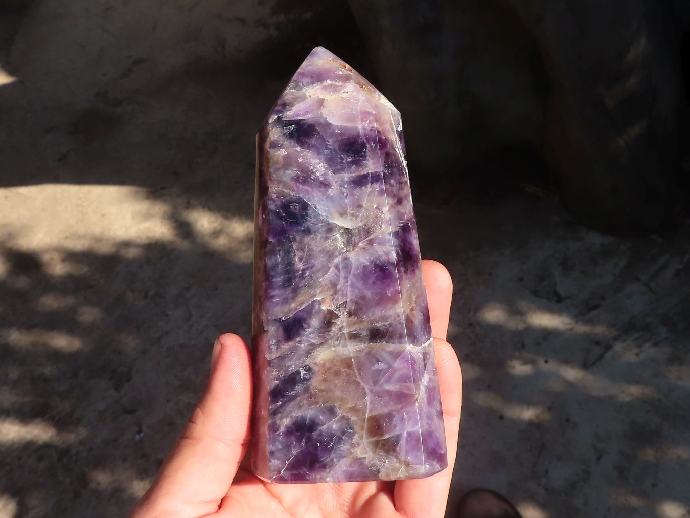 Polished  Dream Chevron Amethyst Points x 2 From Madagascar - Toprock Gemstones and Minerals 