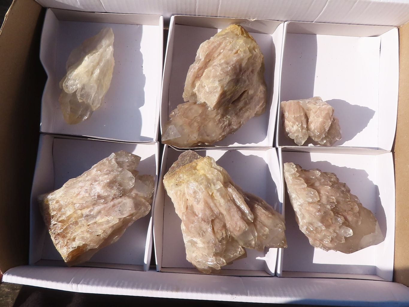 Natural Cascading Smokey Quartz Clusters x 6 From Luena, Congo - Toprock Gemstones and Minerals 