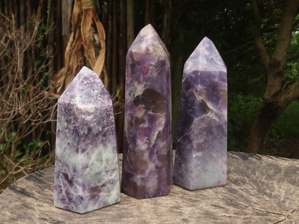 Polished Purple Lepidolite Mica Points  x 3 From Madagascar - TopRock