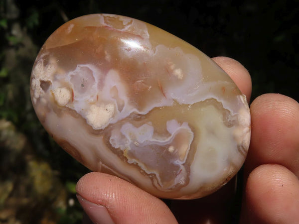 Polished Coral Flower Agate Palm Stones  x 12 From Maintirano, Madagascar - TopRock