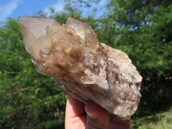 Natural Smokey Phantom Quartz Clusters x 2 From Lwena, Congo - TopRock
