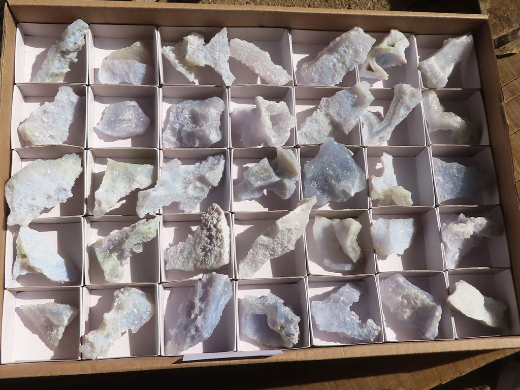Natural Etched Blue Chalcedony Specimens x 35 From Nsanje, Malawi - Toprock Gemstones and Minerals 