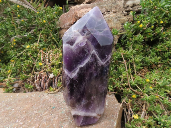 Polished Selected Deep Purple Chevron Amethyst Quartz Crystal Points x 2 From Zambia - TopRock