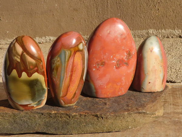 Polished Polychrome / Picasso Jasper Standing Free Forms  x 4 From Madagascar - Toprock Gemstones and Minerals 