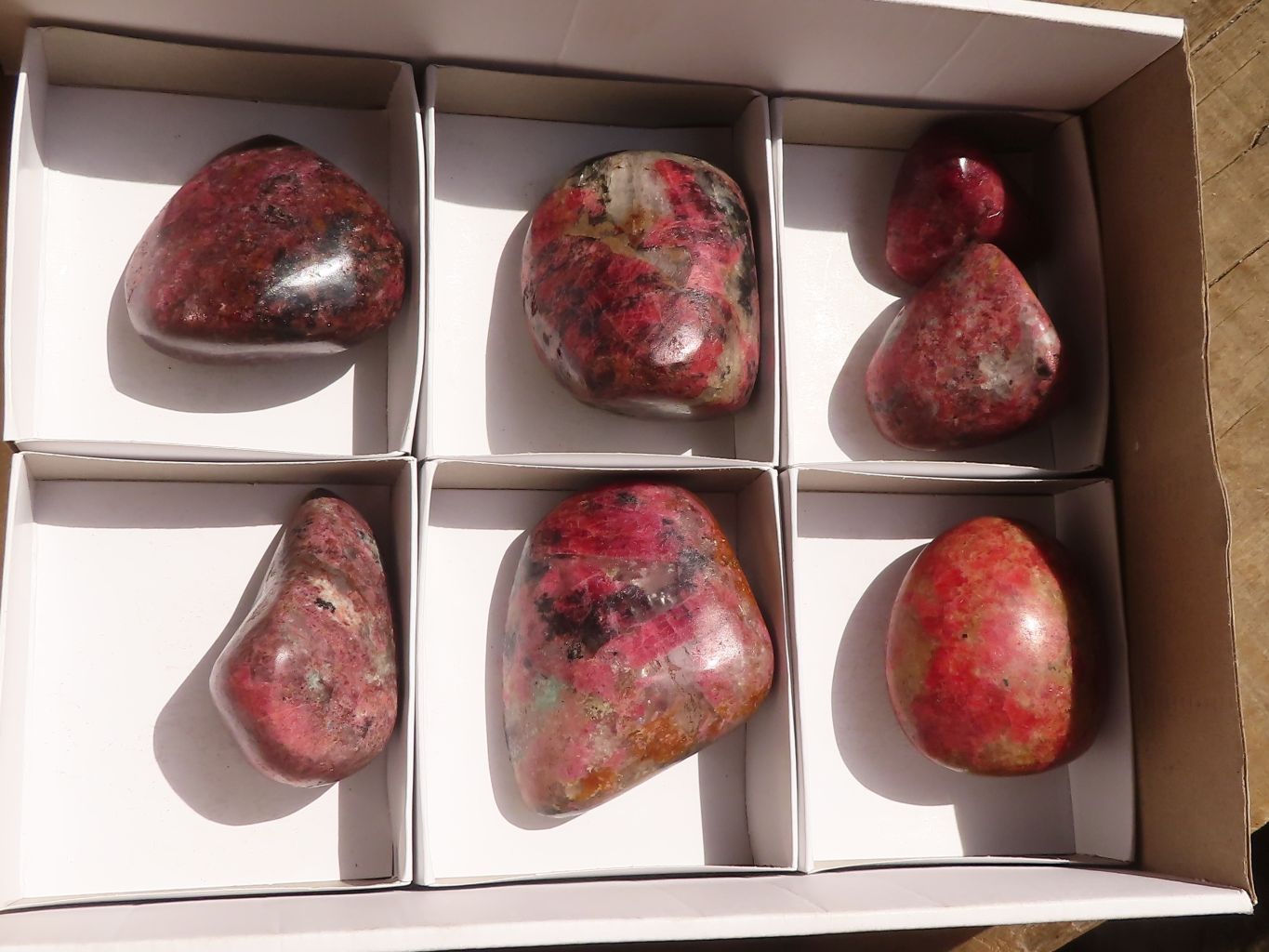 Polished Rare Red Rhodonite Free Forms x 7 From Zimbabwe - Toprock Gemstones and Minerals 