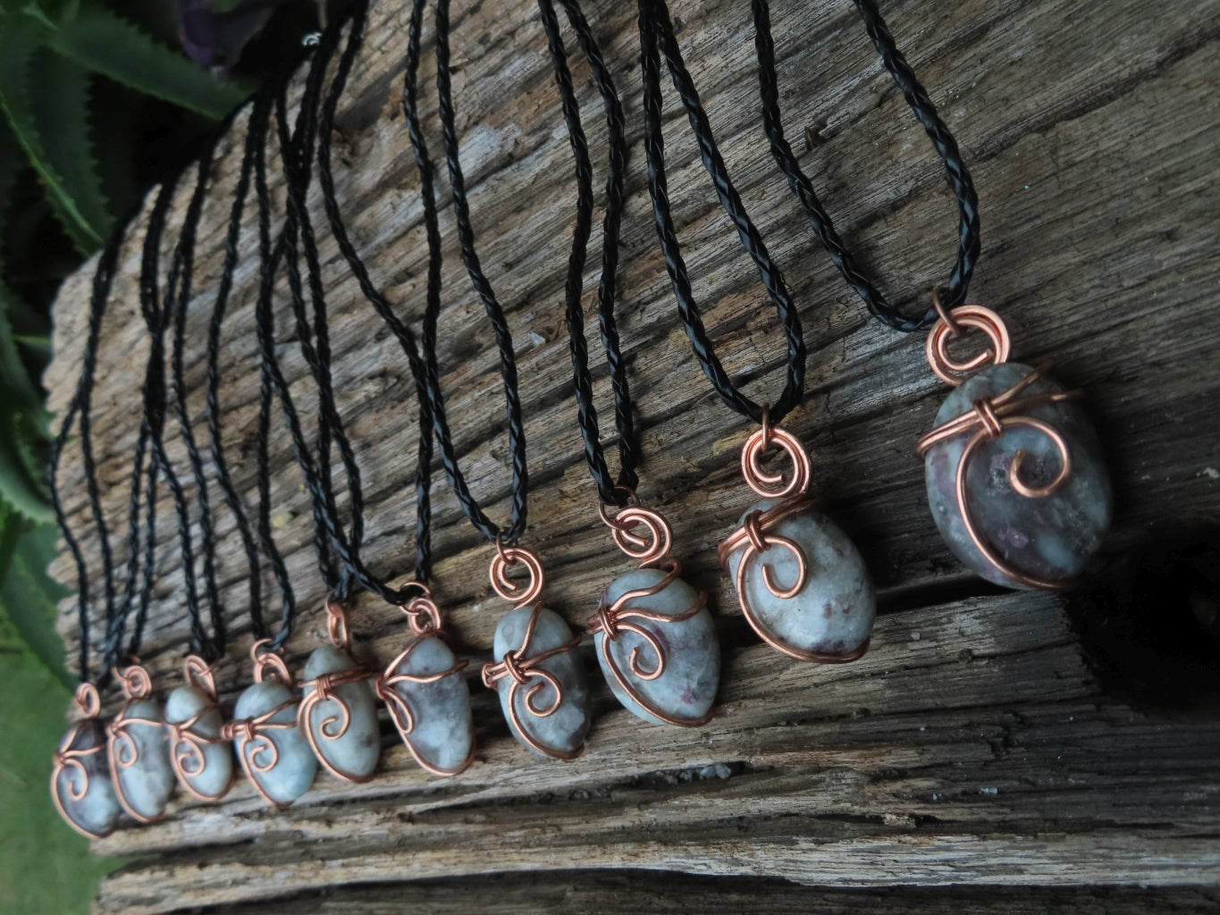 Polished Rubellite Tourmaline in Matrix Cabochons in Copper Art Wire Wrap Pendant - sold per piece - From Madagascar - TopRock