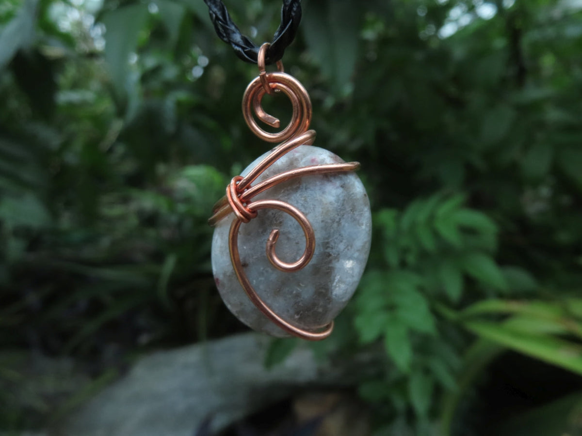 Polished Rubellite Tourmaline in Matrix Cabochons in Copper Art Wire Wrap Pendant - sold per piece - From Madagascar - TopRock