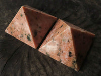 Polished Rare Orange Calcite With Biotite Mica Pyramids  x 2 From Madagascar - TopRock